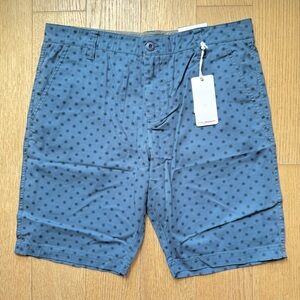 Men’s Blue Printed Stretch Twill Short NWT Size 34